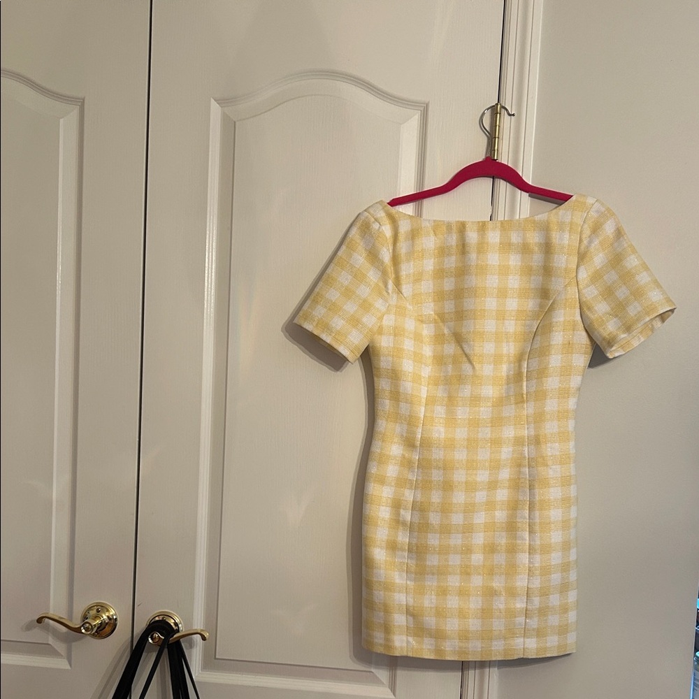 Camila Coelho Yellow and White Checkered Dress